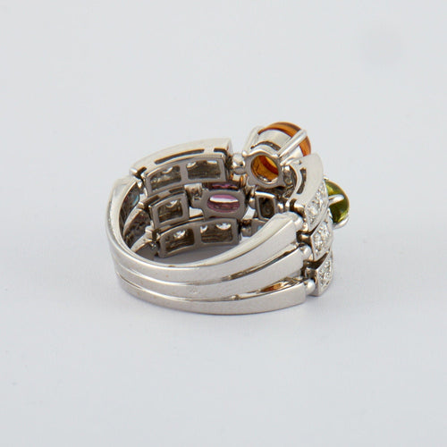 Bague 56 BULGARI - Bague 3 anneaux Pierres 58 Facettes