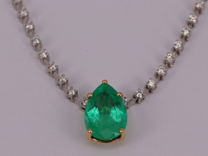 Collier Collier Tennis émeraude et diamants 58 Facettes 173