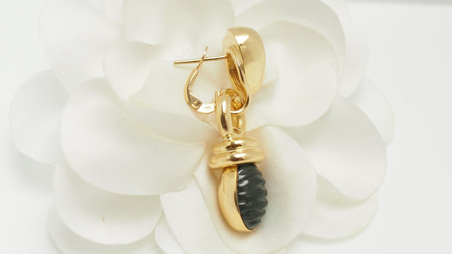 Boucles d'oreilles 4.5cm Boucles d'oreilles en or jaune et tourmalines 58 Facettes 32263