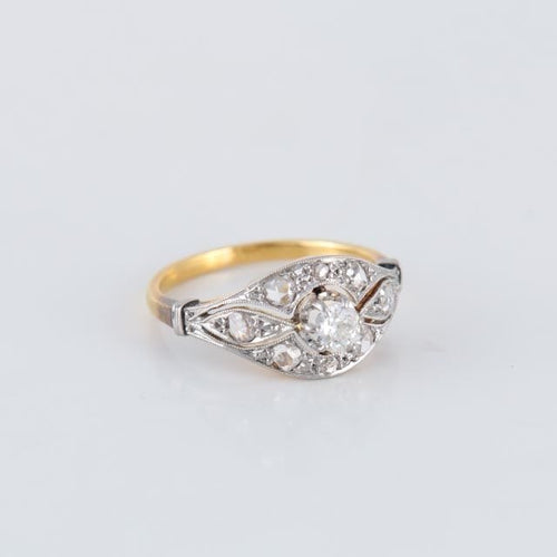 Bague 54 Bague Art Déco Diamants 58 Facettes