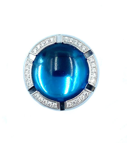 Bague Bague CHAUMET en or blanc, topaze et diamants 58 Facettes