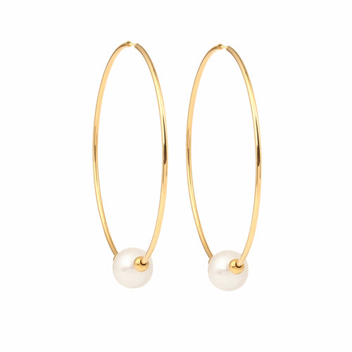 Boucles d'oreilles Créoles Perles Or Jaune 58 Facettes BO235