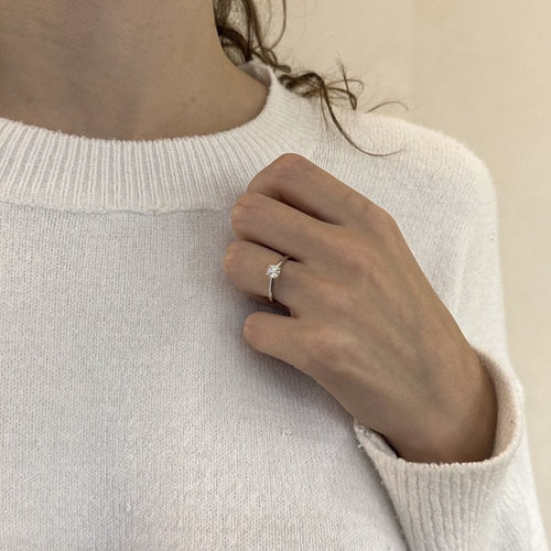 Bague Solitaire De Beers "DB Classic" Diamant & Platine 58 Facettes