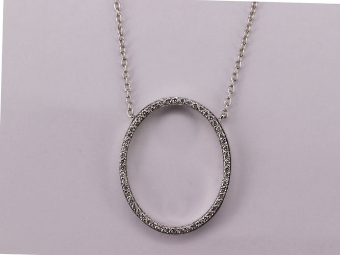 Pendentif Collier Pendentif ovale diamants or blanc 58 Facettes NECK32