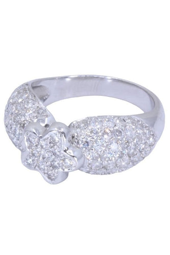 Bague 56 BAGUE FLEUR OR BLANC PAVAGE DIAMANTS 58 Facettes 078341