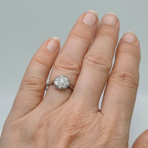 Bague 54 Bague Art Déco Platine Diamants 58 Facettes