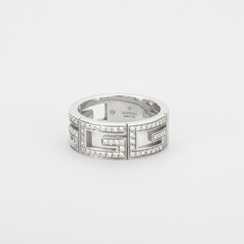 Bague 54 GUCCI - bague or gris, diamants 58 Facettes HS22167