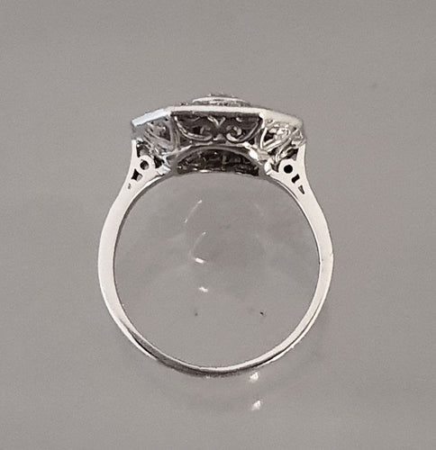 Bague 53.5 Bague Style Art Déco Octogonale Diamants Or Blanc 58 Facettes R 1656