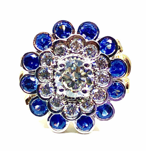 Bague 51 Bague Or blanc Diamants Saphirs 58 Facettes AB241