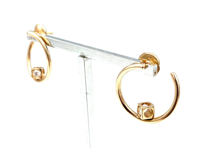 Boucles d'oreilles DINH VAN. Collection Cube Diamants, créoles en or rose 18K et diamants 58 Facettes