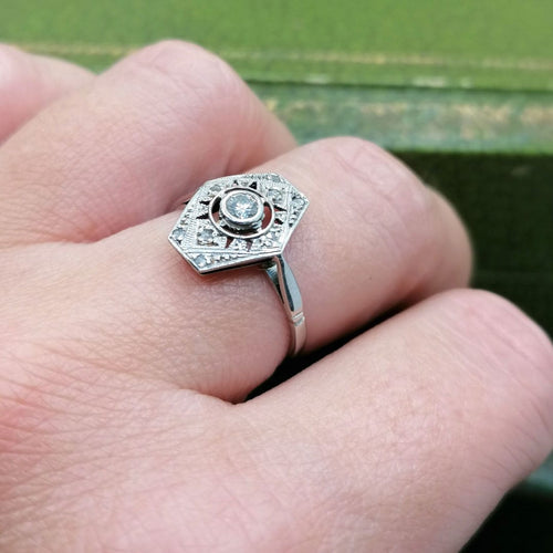 Bague 53 Bague Art Déco platine or blanc diamants 58 Facettes 2334