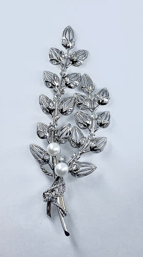 Broche Broche Platine Or Perles Diamants. 58 Facettes AB213