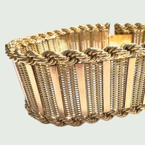 Bracelet Bracelet style Rétro époque 1940-45 en OR 18 carats 58 Facettes Q997A