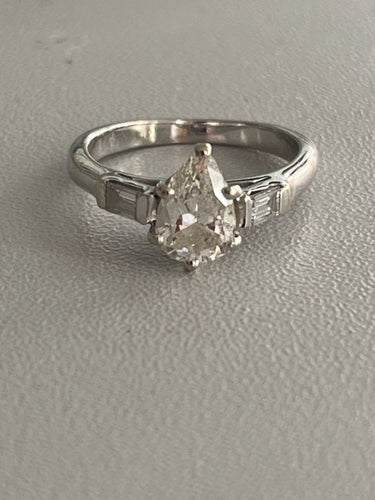 Bague 48 Bague Or Gris Diamant Taille Poire 58 Facettes 5341