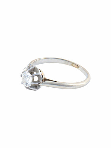 Bague 51 BAGUE SOLITAIRE DIAMANT STYLE RETRO OR BLANC 58 Facettes