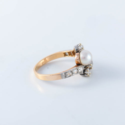 Bague 56 Bague toi et moi perles fine diamant 58 Facettes