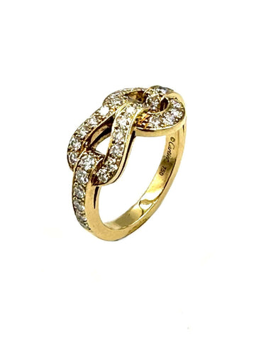 Bague CARTIER. Collection Agrafe, bague en or jaune et diamants 58 Facettes