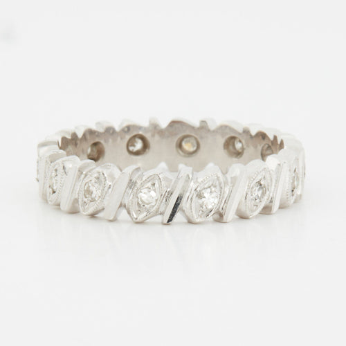 Bague 60 Alliance tour complet Or blanc Diamants 58 Facettes RÉF 12023/17