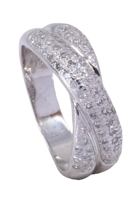 Bague 57 BAGUE ENTRELACÉE OR BLANC DIAMANTS 58 Facettes 078321