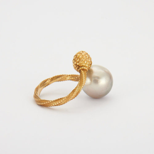 Bague 54-55 Bague or jaune, perle 58 Facettes HS4288