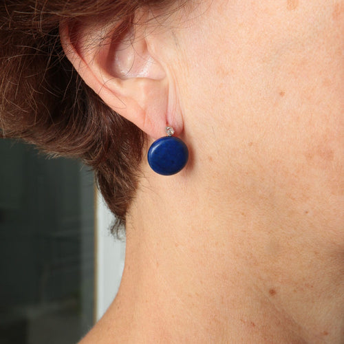 Boucles d'oreilles Paire de dormeuses lapis lazuli, diamants, XIXème 58 Facettes