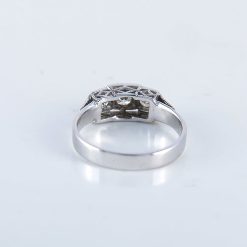 Bague 54 Bague ancienne diamant or blanc 58 Facettes