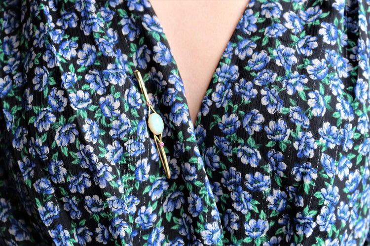 Broche Broche-barrette Art Déco opale et rubis 58 Facettes 528