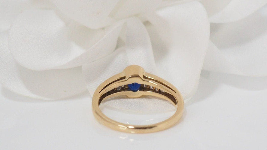 Bague 54 Bague en Or Jaune Saphir Ovale Et Diamants 58 Facettes 31440
