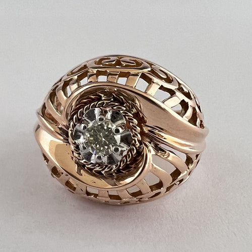 Bague Bague Vintage en Or Jaune, Diamant 58 Facettes LOT 3024