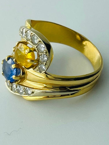 Bague Bague toi & moi or jaune saphirs diamants 58 Facettes