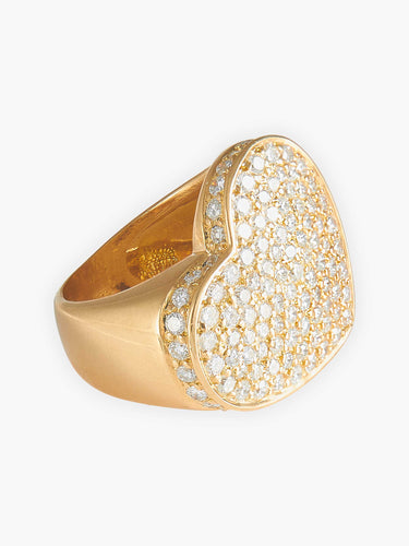 Bague 51 Bague Chevalière Coeur Diamants 58 Facettes