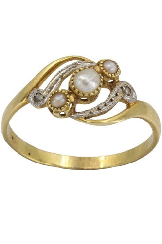 Bague 61 BAGUE PERLES ET DIAMANTS ART NOUVEAU 58 Facettes 049661
