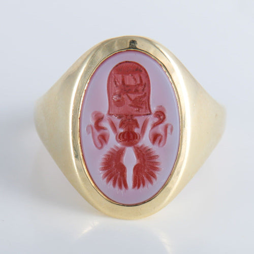 Bague 56 Bague Chevalière Cornaline gravée 58 Facettes 432.2