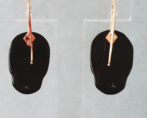 Boucles d'oreilles BOUCLES D'OREILLES  "MOMENTO MORI" agate noires 58 Facettes R 484/614/or 1.0