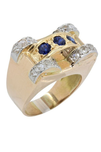 Bague BAGUE TANK SAPHIRS ET DIAMANTS 58 Facettes 041991
