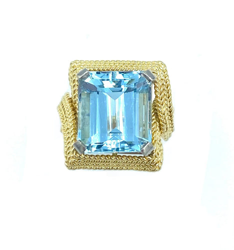 Bague 53 Bague 1950, or jaune 18K et aigue-marine 58 Facettes