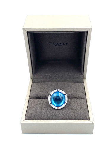 Bague Bague CHAUMET en or blanc, topaze et diamants 58 Facettes