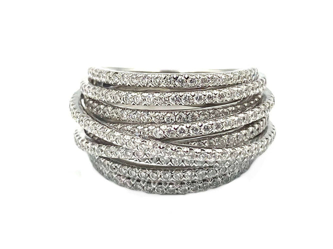 Bague MESSIKA. Bague "Gatsby Méli-Mélo" or blanc et diamants 58 Facettes