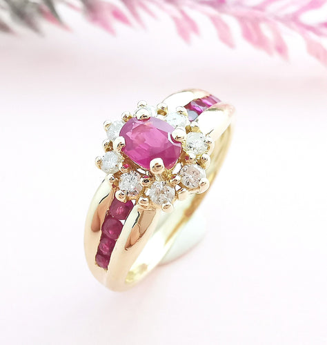 Bague Bague Fleur Rubis Diamants 58 Facettes AA 1619