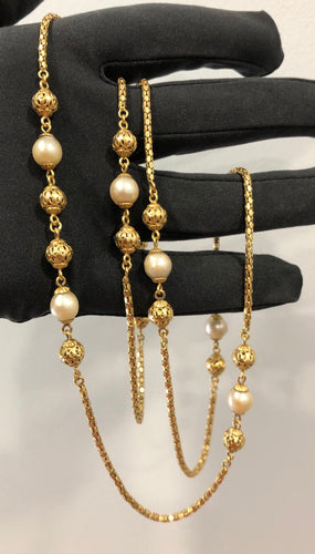 Collier Collier Sautoir ancien, or jaune et perles de culture 58 Facettes