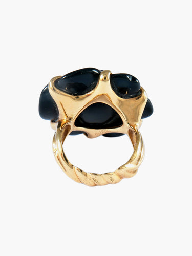 Bague 52 Chanel - Bague Camélia Grand Modèle Onyx et Or Jaune 58 Facettes