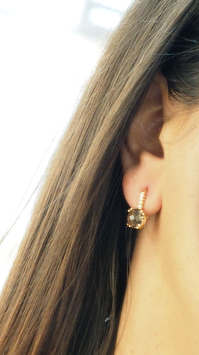 Boucles d'oreilles 16mm Boucles d'oreilles Or rose Quartz fumé Diamants 58 Facettes 30348