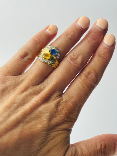 Bague Bague toi & moi or jaune saphirs diamants 58 Facettes