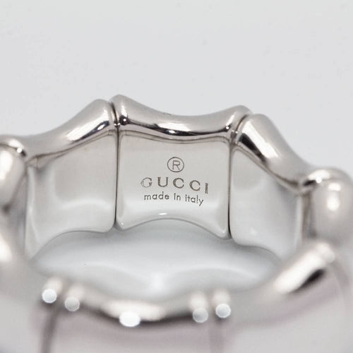 Bague 51.5 GUCCI - Bague BAMBOO SPRING Or blanc 58 Facettes D360485FJ