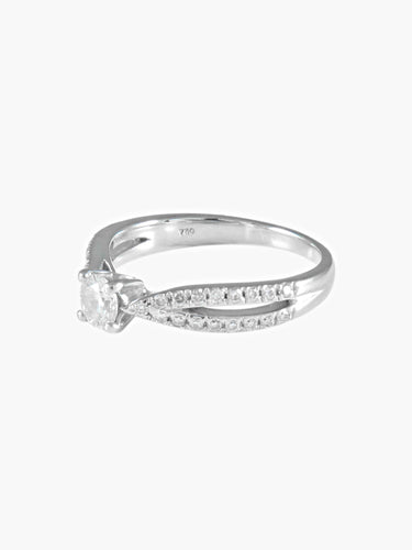 Bague 54 Bague de Fiançailles en Or Blanc et Diamants 58 Facettes