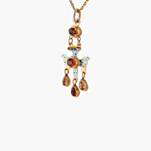 Collier Collier Pendentif Saint-Esprit Email Citrines 58 Facettes