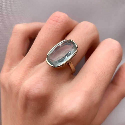 Bague 53.5 Bague Or blanc Aigue-marine 58 Facettes JE93