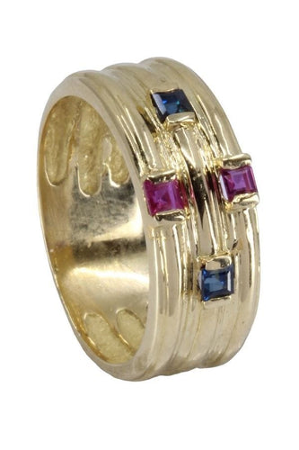 Bague Bague jonc, saphir, rubis 58 Facettes 063461