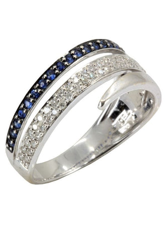 Bague BAGUE MODERNE SAPHIRS ET DIAMANTS 58 Facettes 043631