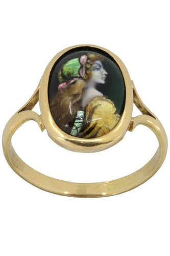 Bague BAGUE ANCIENNE ÉMAIL DE LIMOGES 58 Facettes 046541